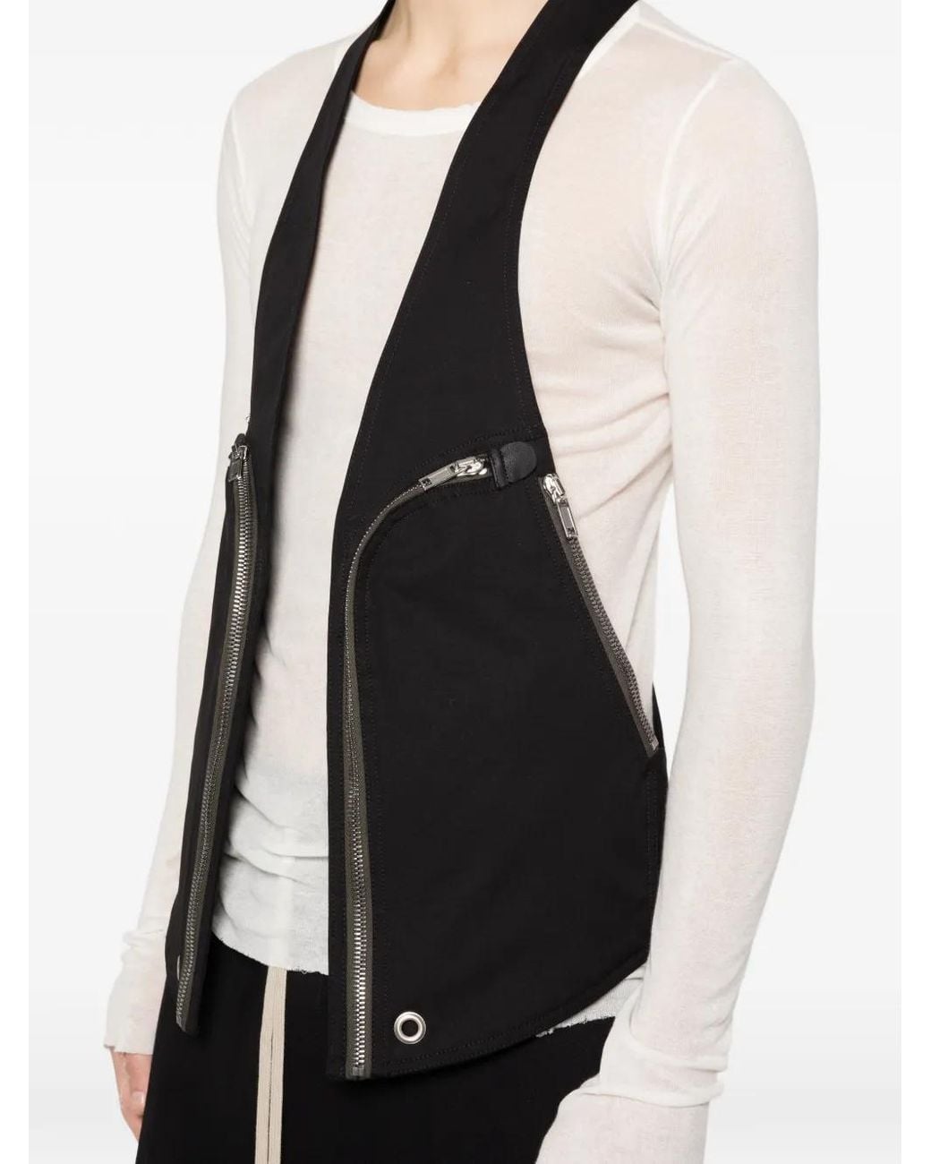 Rick Owens Black Temple Bauhaus Vest Heavy Poplin for men
