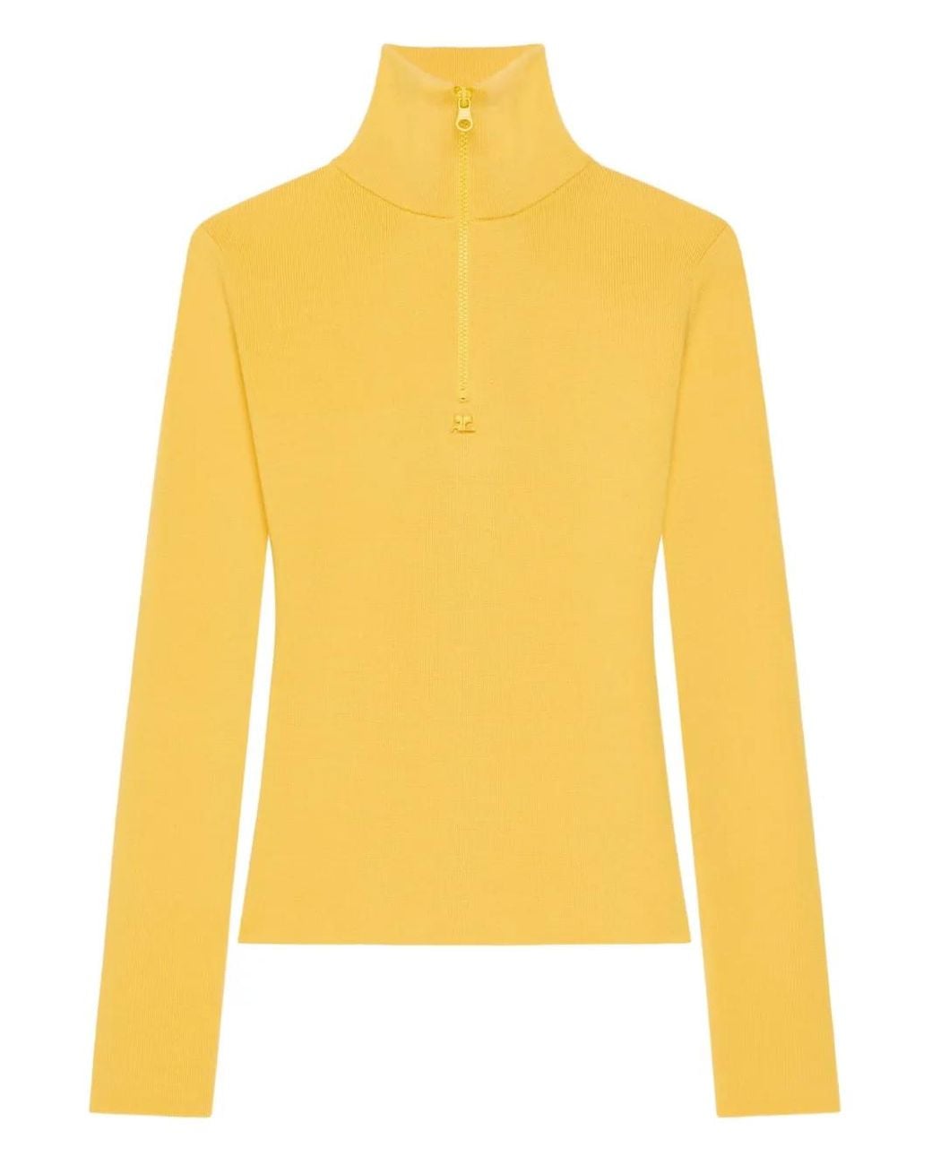 Courreges Yellow High-Neck Long-Sleeve T-Shirt