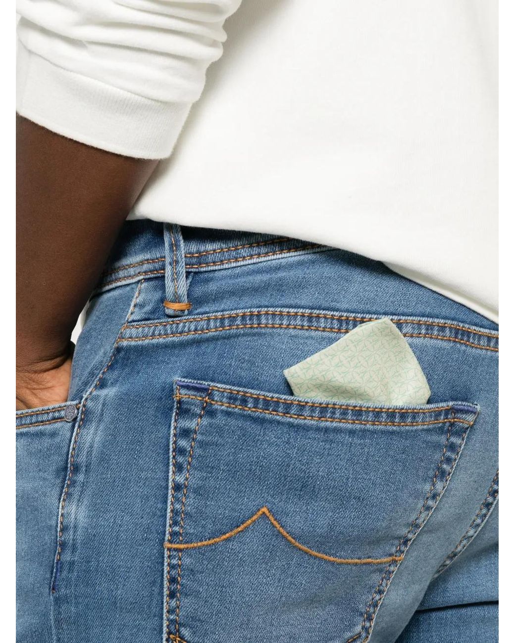 Jacob Cohen Blue Jean Slim À Coutures Contrastantes Bard for men