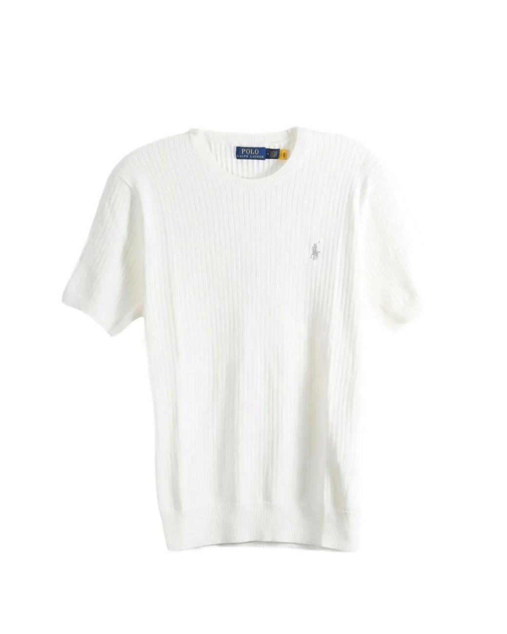 Polo Ralph Lauren White Ribbed-Knit Logo-Embroidered T-Shirt for men