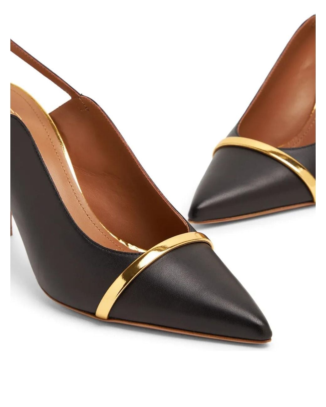 Malone Souliers Metallic Marion 70 Leather Slingback Pumps