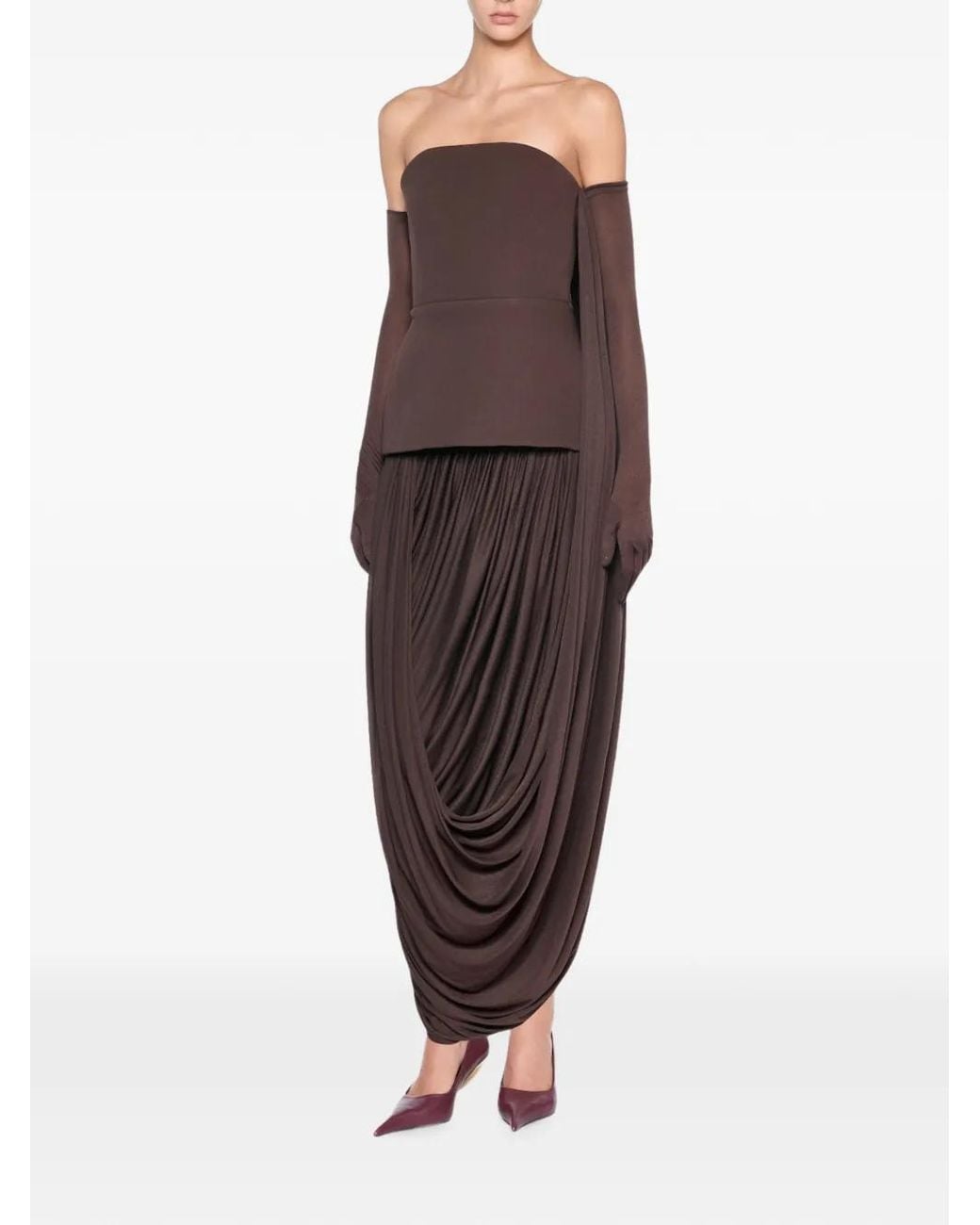 Chats by C.Dam Brown Draped Tube Dress