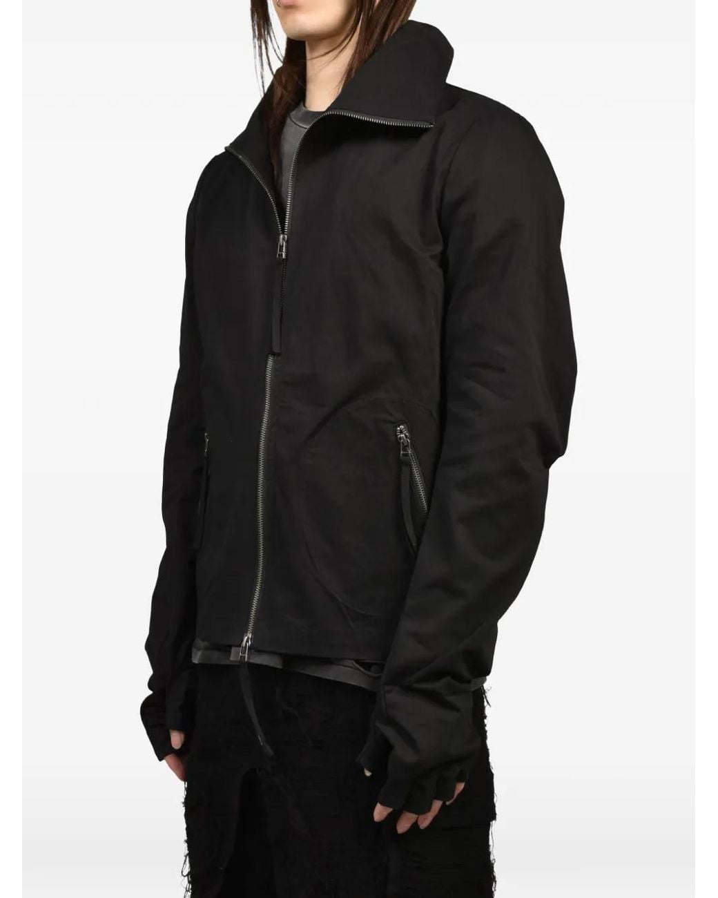Troubled Waters Black High-Neck Gloved Jacket for men