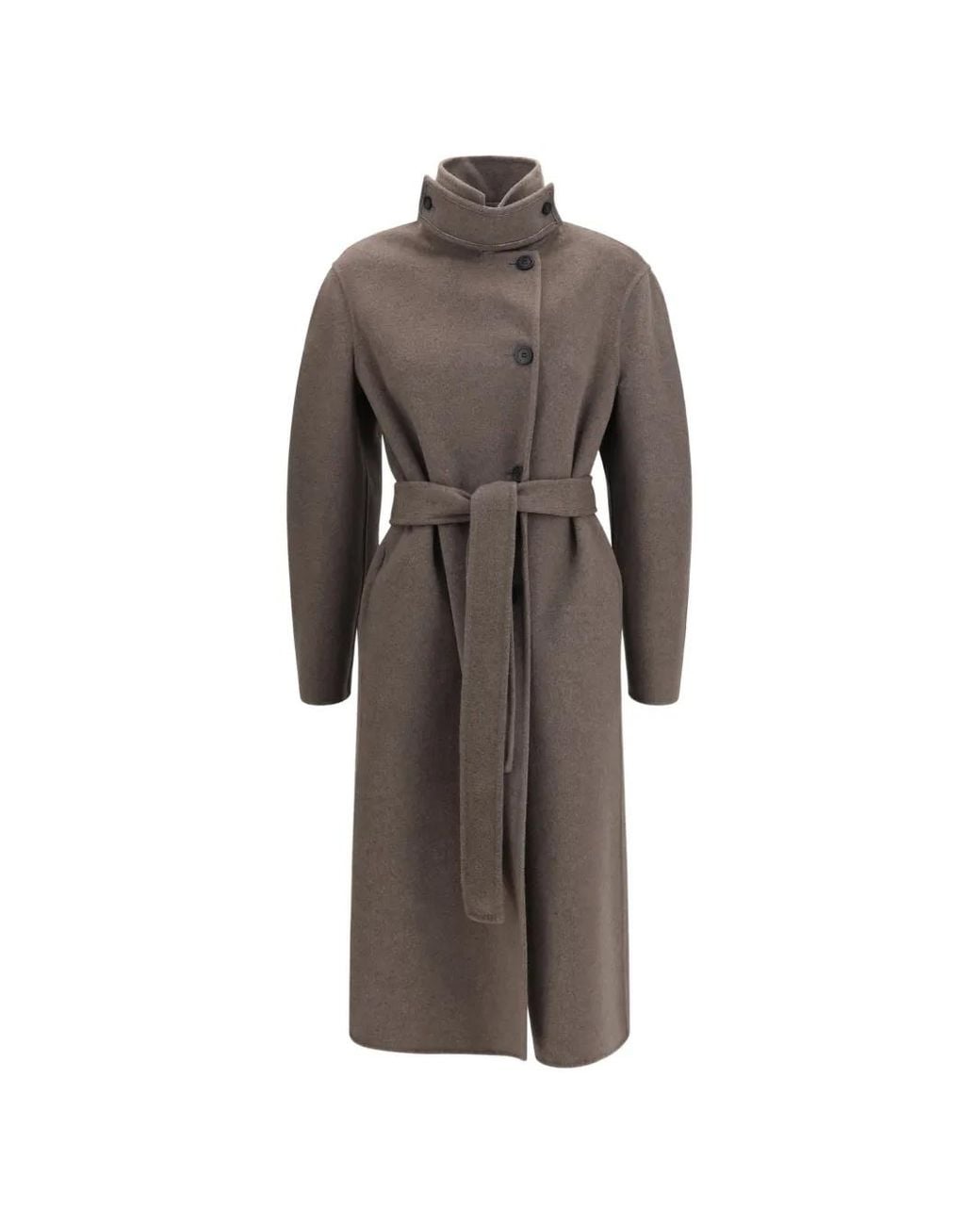 Fabiana Filippi Brown Belted Wool Single-Breasted Coat