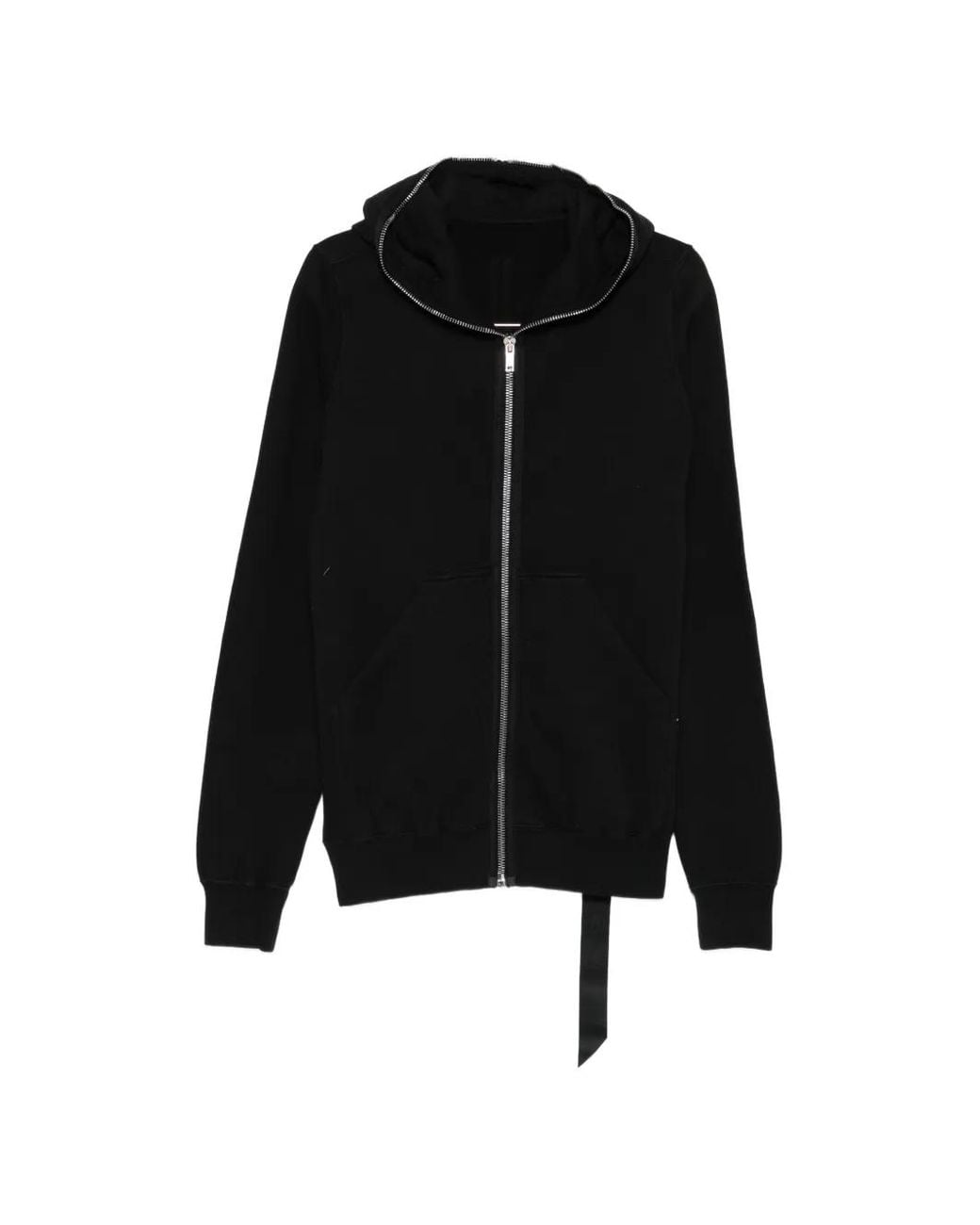 Rick Owens Black Zip-Around Hooded Hoodie for men