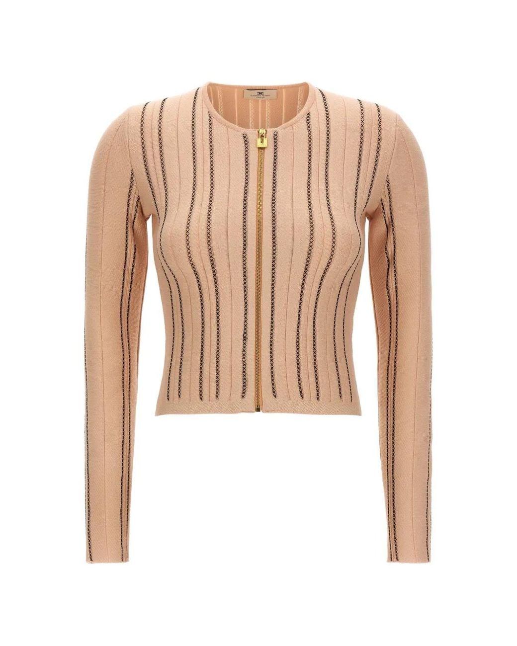 Elisabetta Franchi White Cropped Knit Cardigan