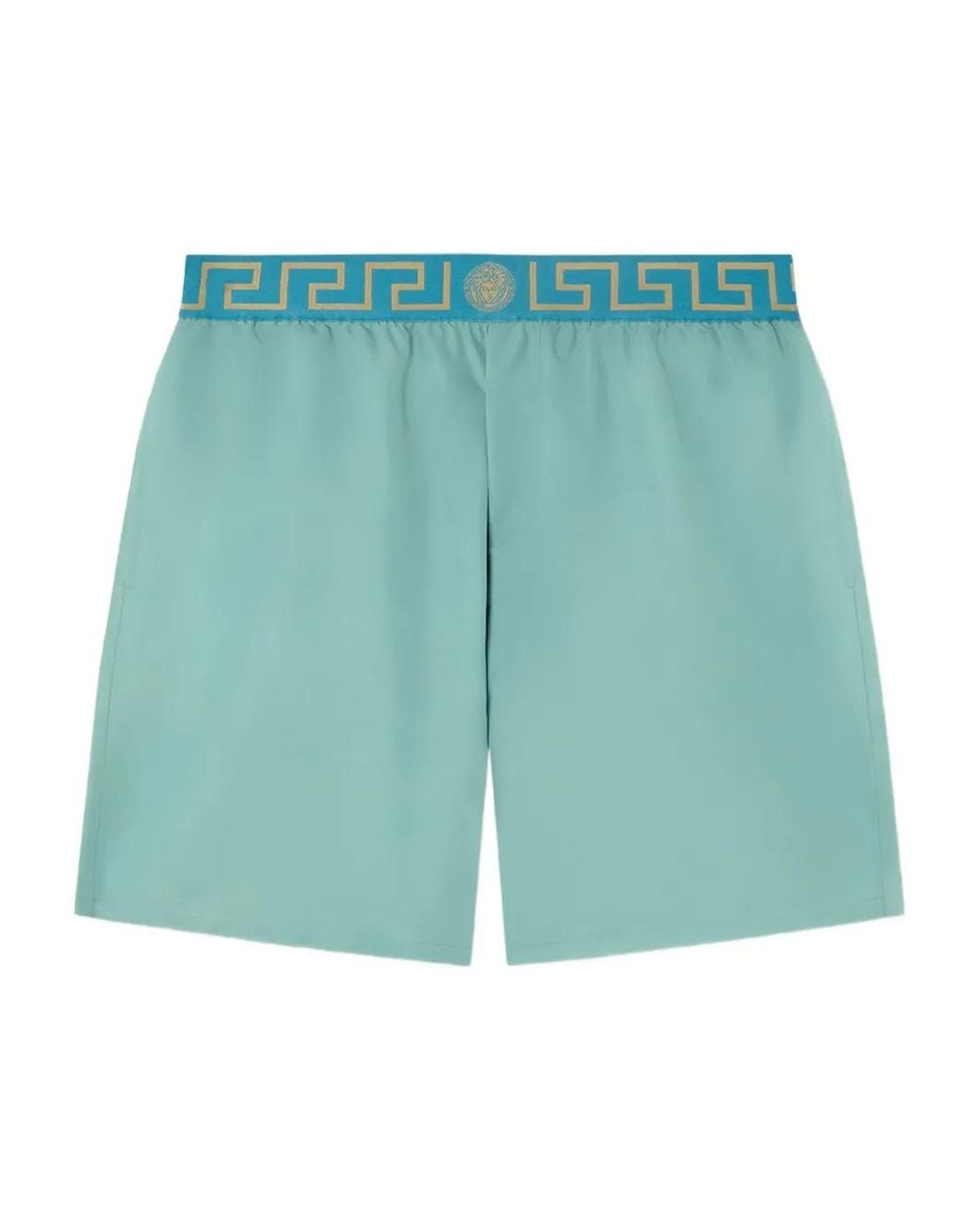 Versace Blue Greca Border Swim Shorts for men