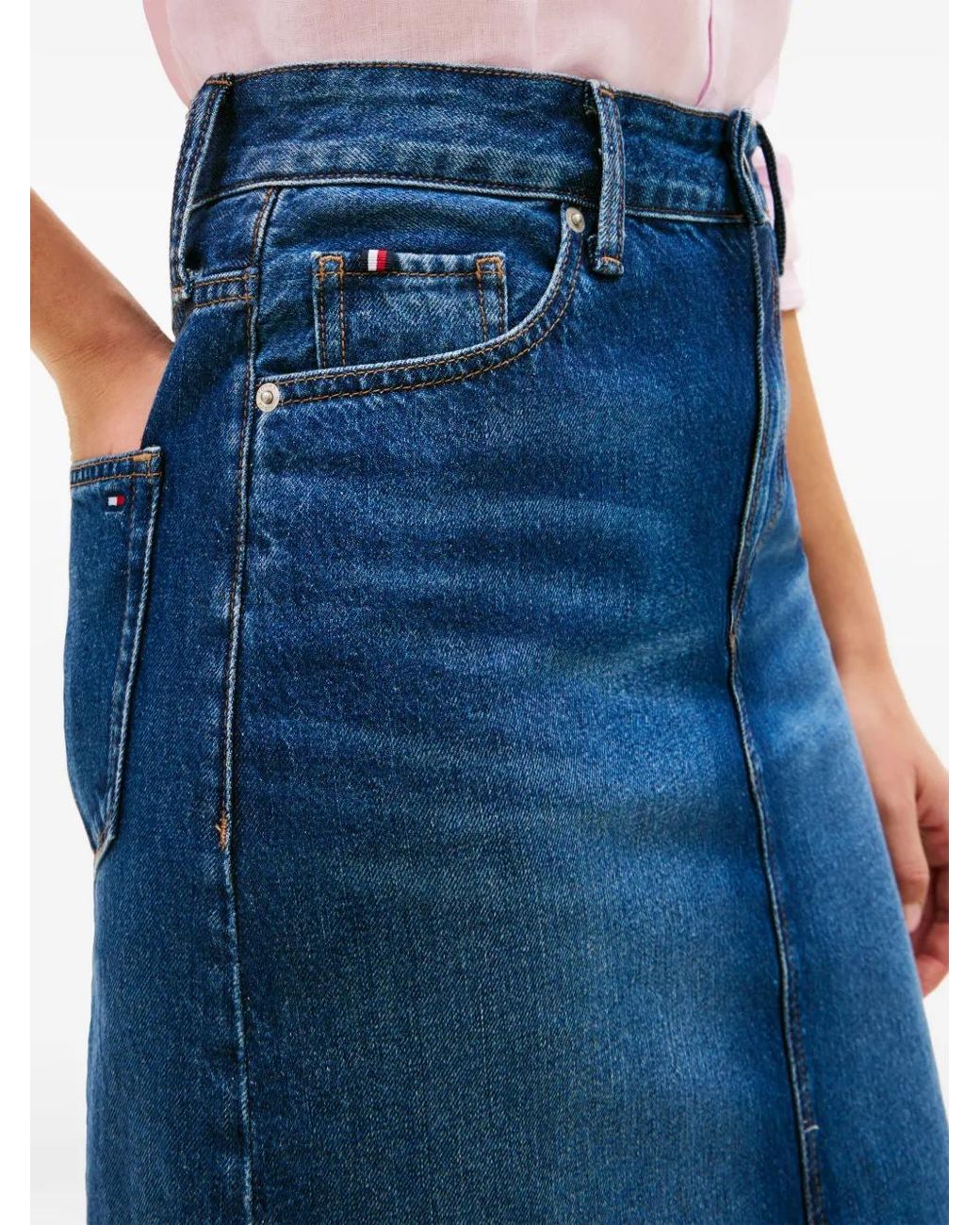 Tommy Hilfiger Blue Five-Pocket-Style Mini Skirt