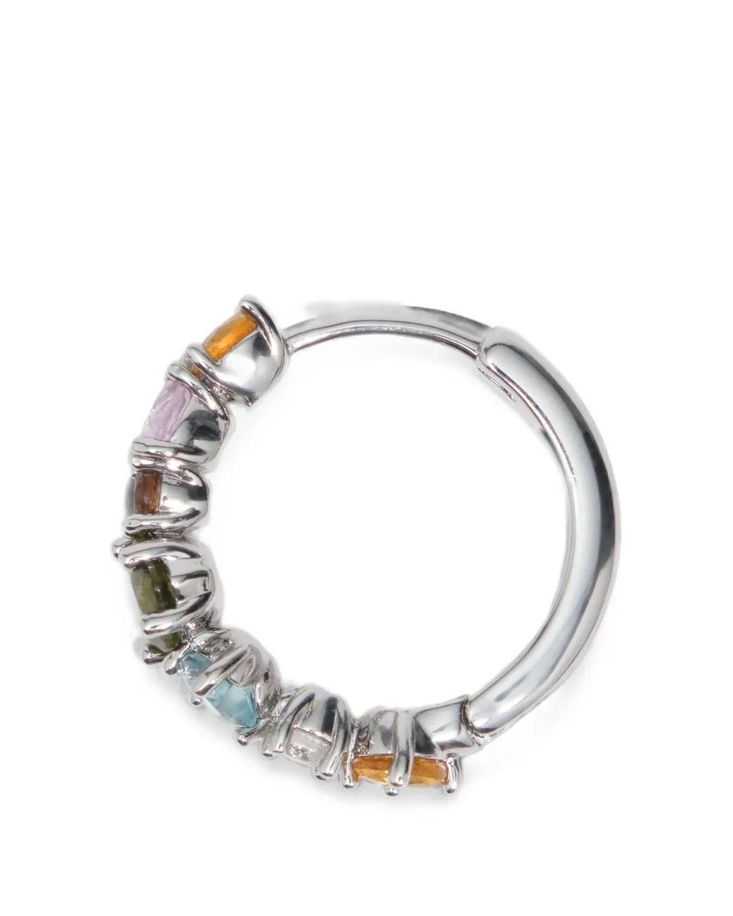 Bimba Y Lola White Small Crystals Heart Hoop Earrings