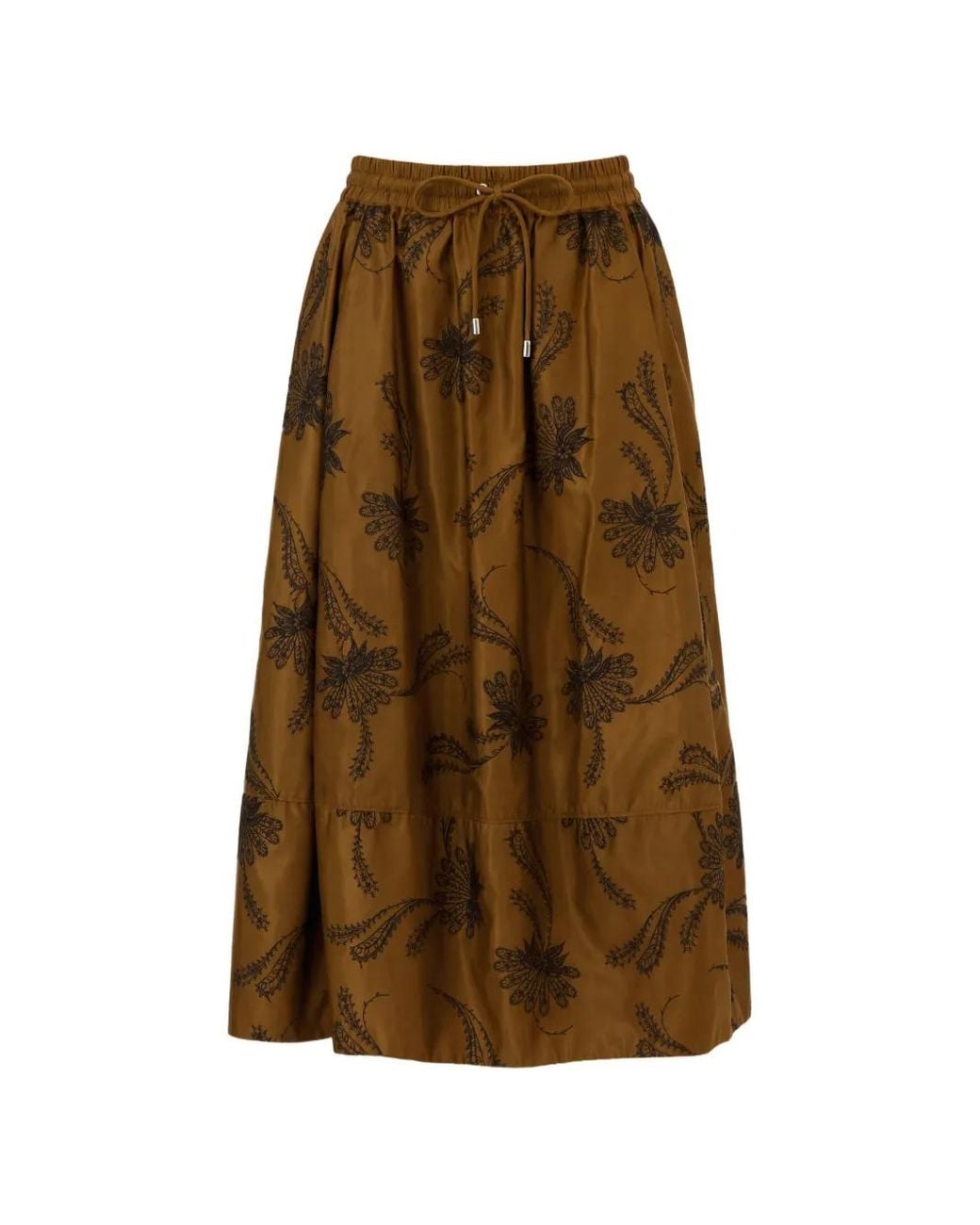 Cinq À Sept Natural Sirani Paisley Fan Embroidered Midi Skirt