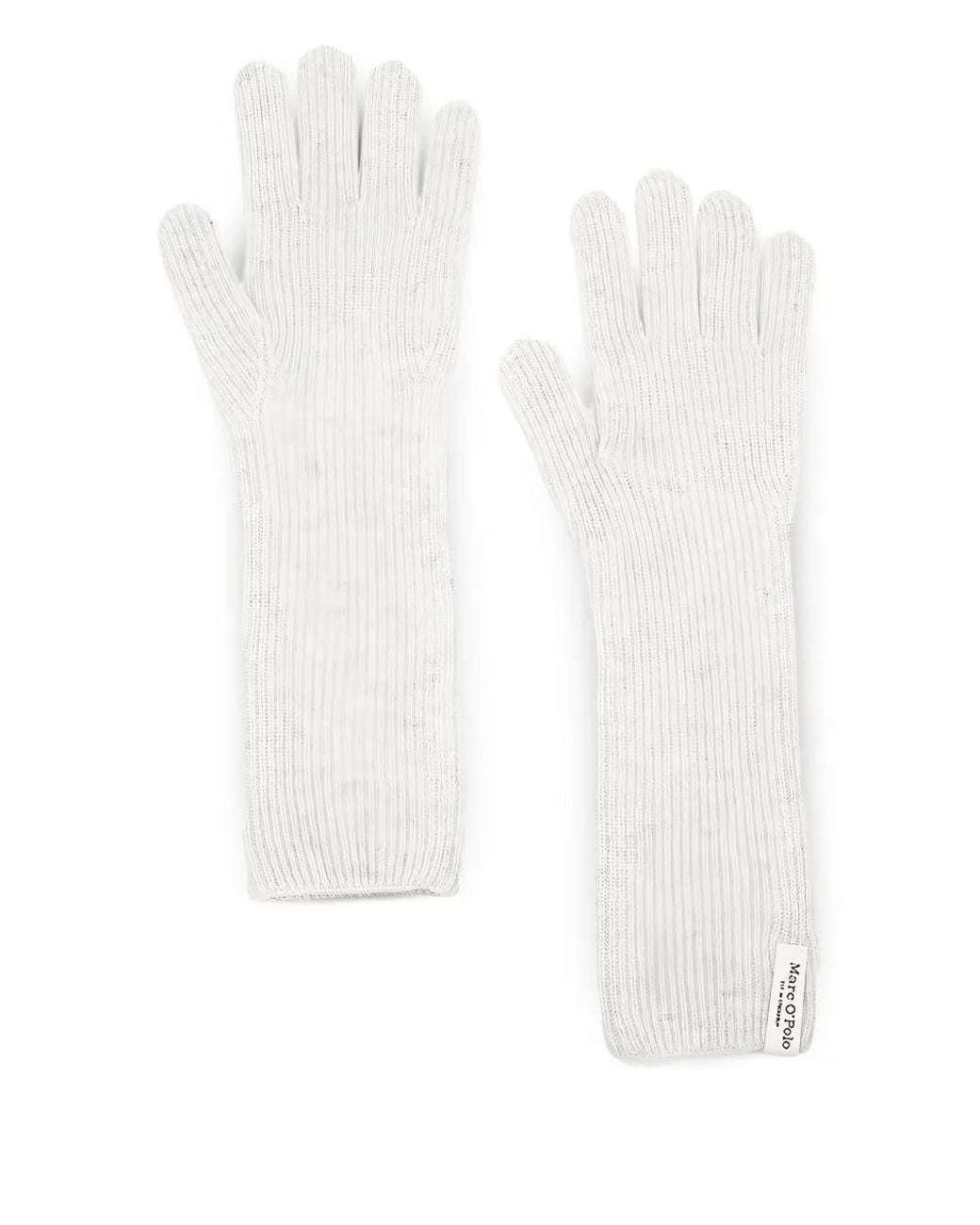 Marc O' Polo White Gerippte Handschuhe