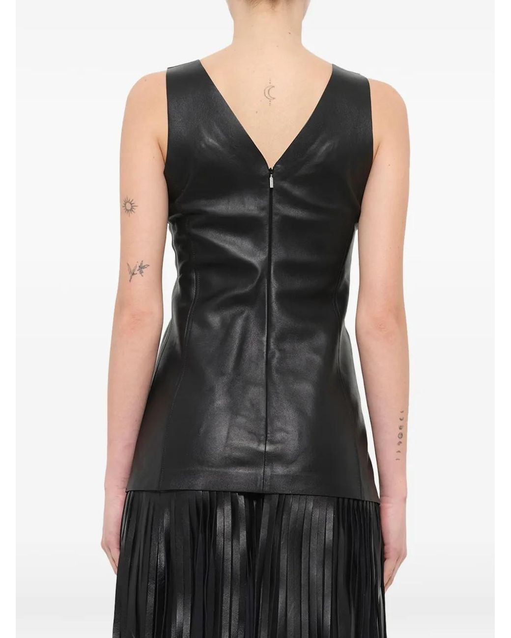 Neil Barrett Black Fringe-Trim Leather Mini Dress