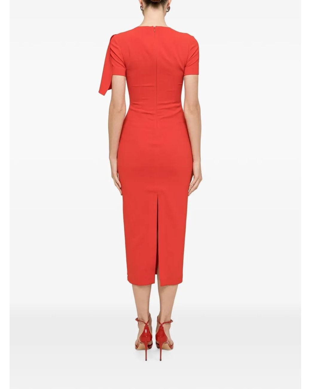 Nissa Red Fitted Midi Dress