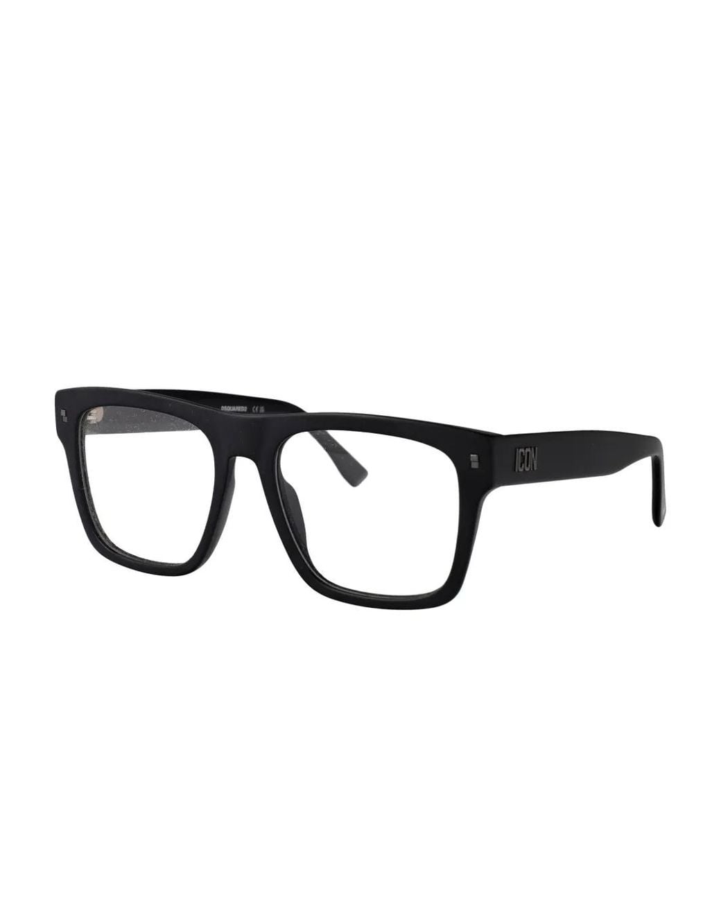 DSquared² Black Icon Rectangle Acetate Frames for men
