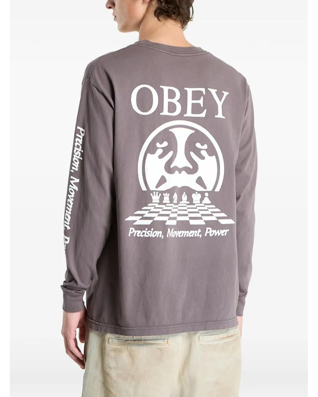 Obey Gray Precision Graphic-Print T-Shirt for men