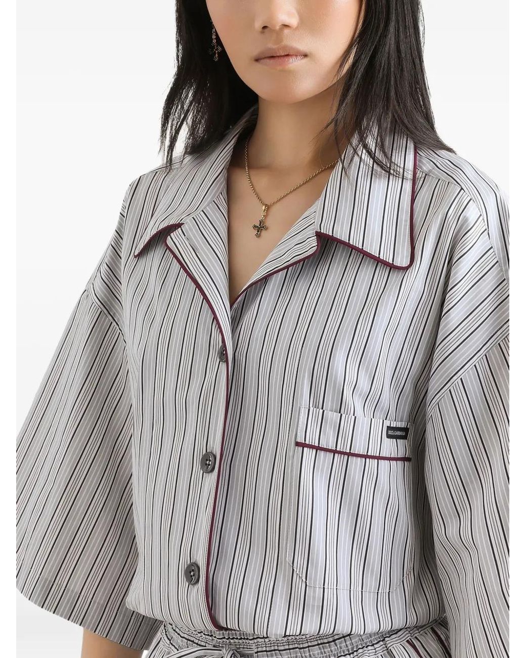 Dolce & Gabbana White Striped Poplin Shirt