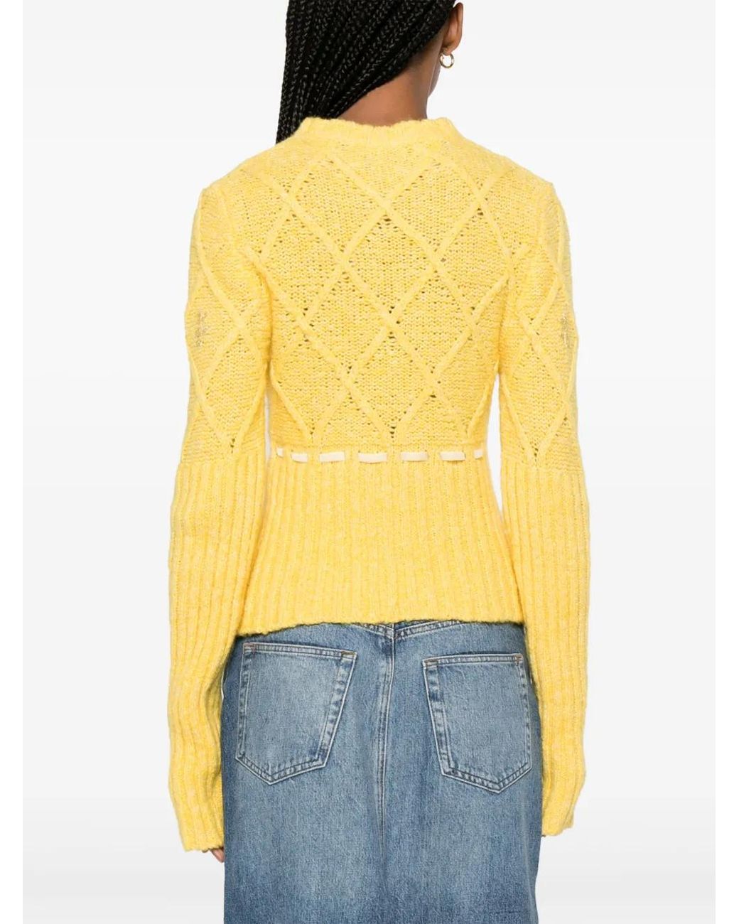 Cormio Yellow Floral-Embroidered Sweater