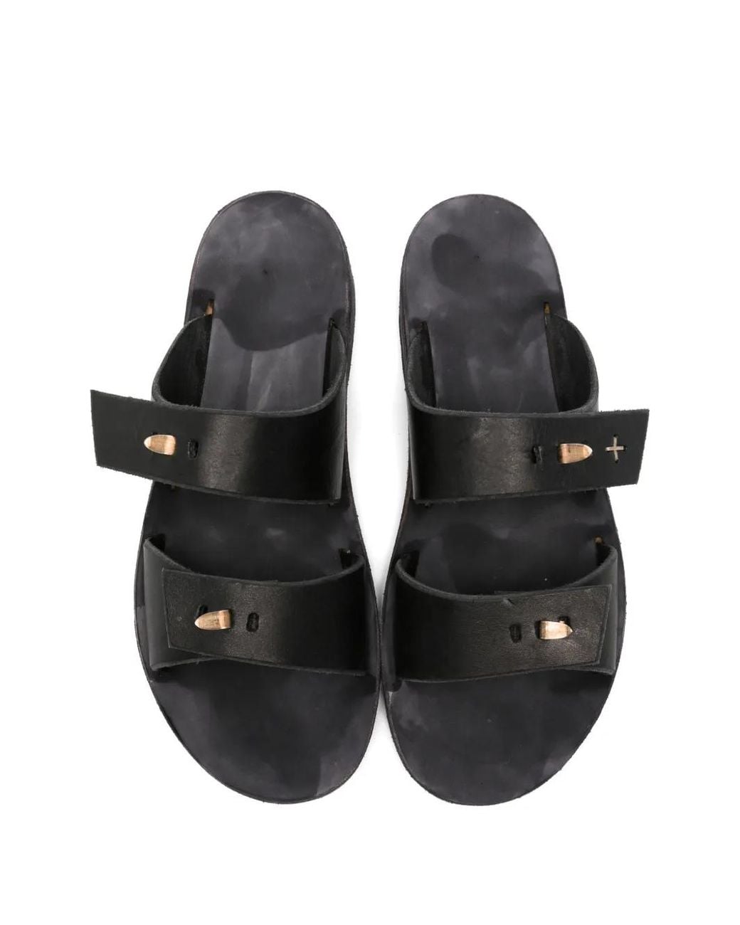 Ma+ Black Double-Strap Leather Sandals for men