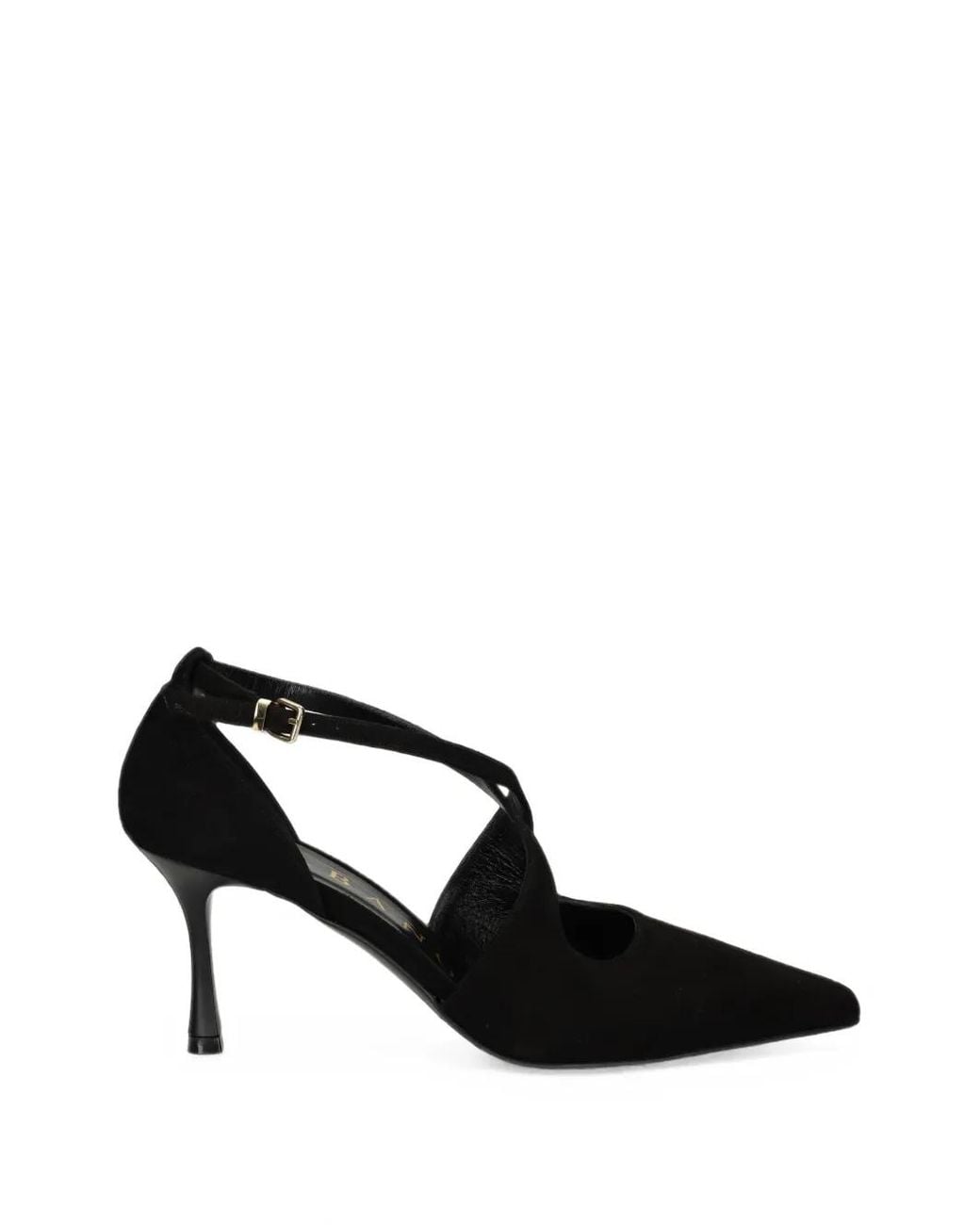 Albano Black Serene Crossover-Strap Pointed-Toe Pumps