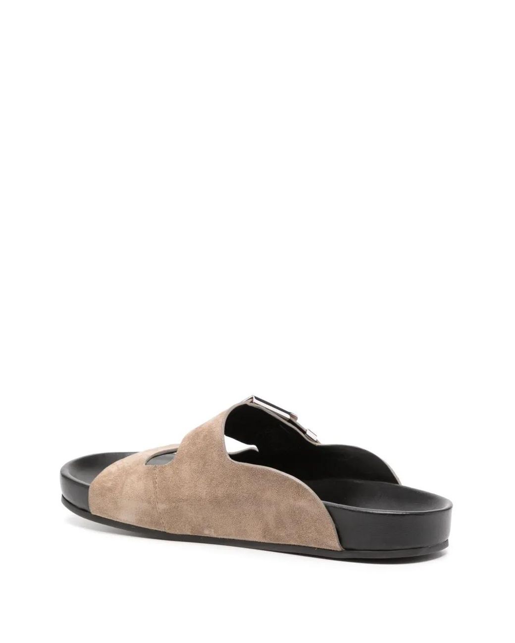 Lanvin Brown Side-Buckle Leather Sandals