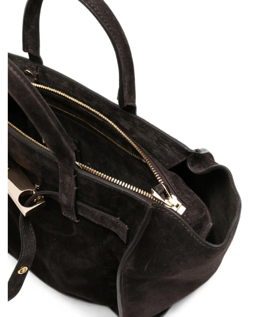 Benedetta Bruzziches Black Suede Buckle-Fastening Tote Bag