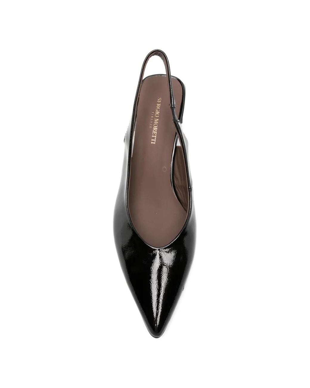 SERGIO MORETTI FIRENZE Black Patent-Finish Slingback Pumps