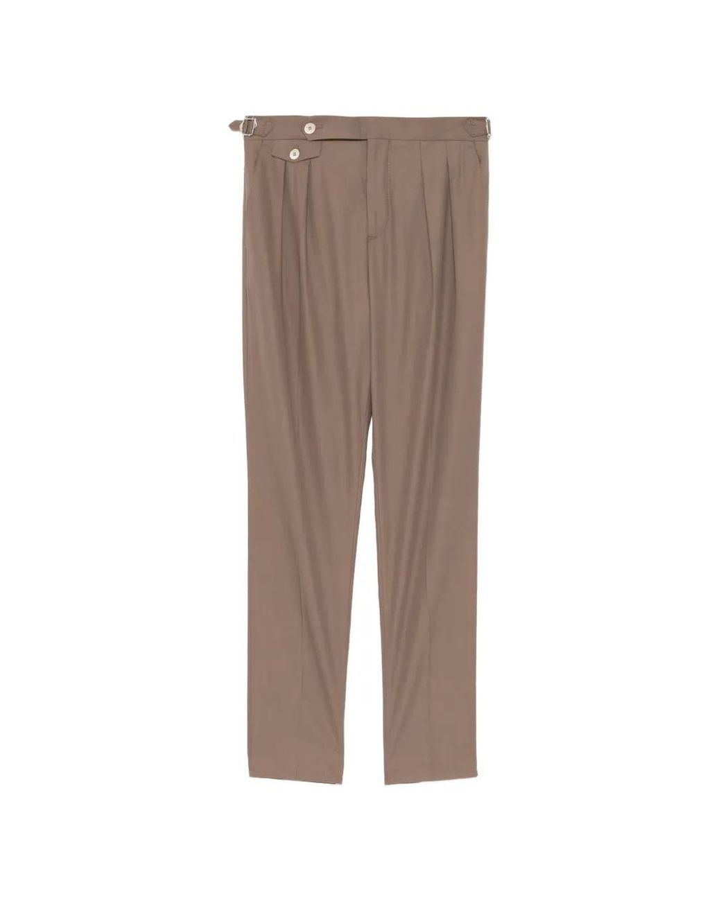 Brunello Cucinelli Brown Cotton Crêpe Batavia Trousers With Reversed Double Pleats And Waist Tabs for men