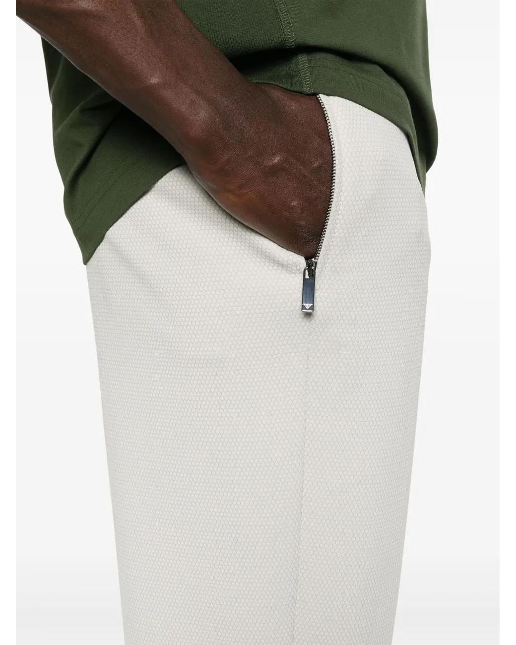 Emporio Armani White Tapered Trousers for men