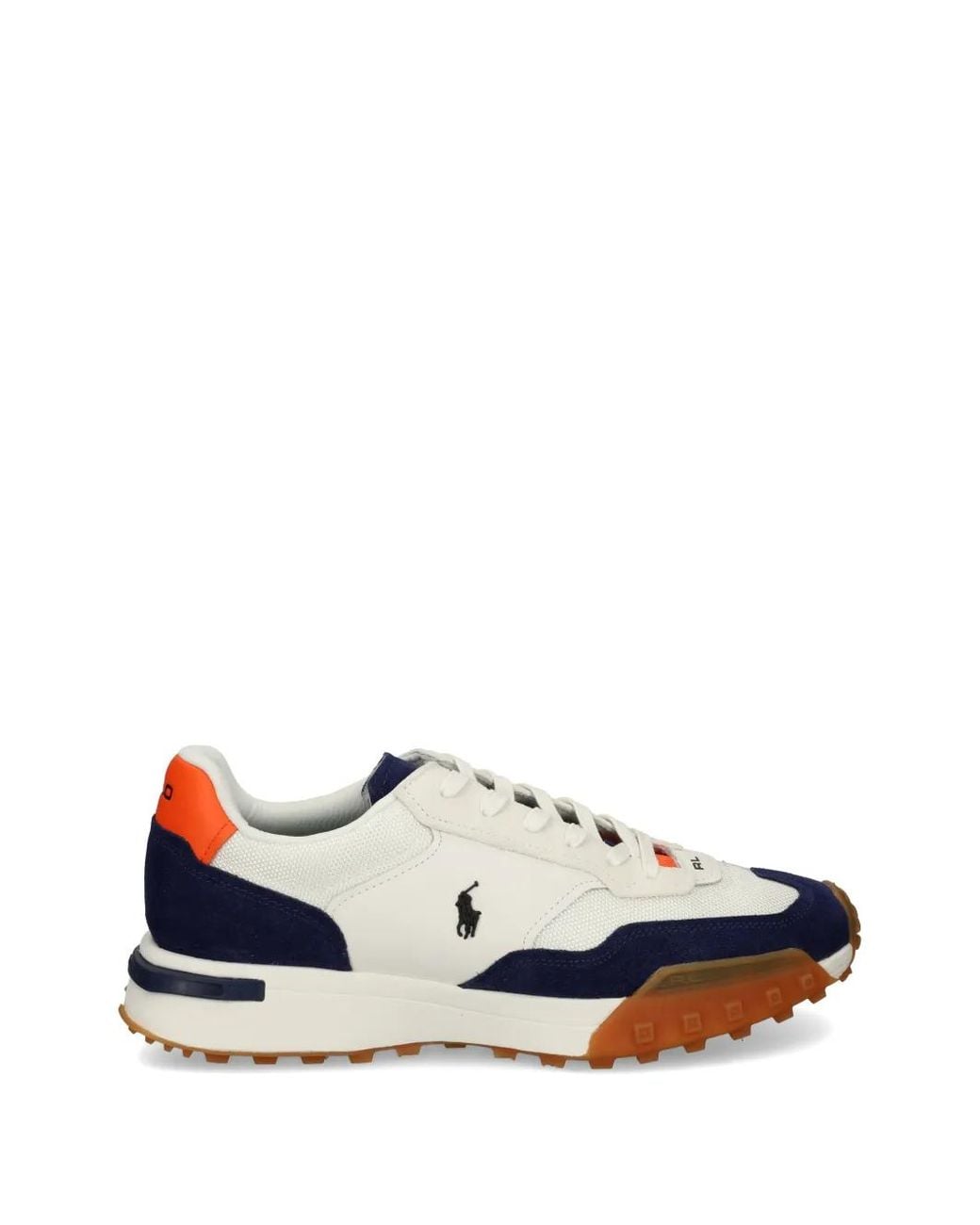 Polo Ralph Lauren White Logo-Embroidered Panelled Sneakers for men