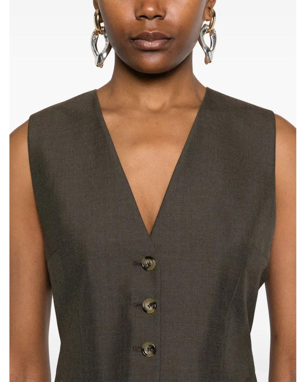 Philosophy Di Lorenzo Serafini Brown V-Neck Waistcoat