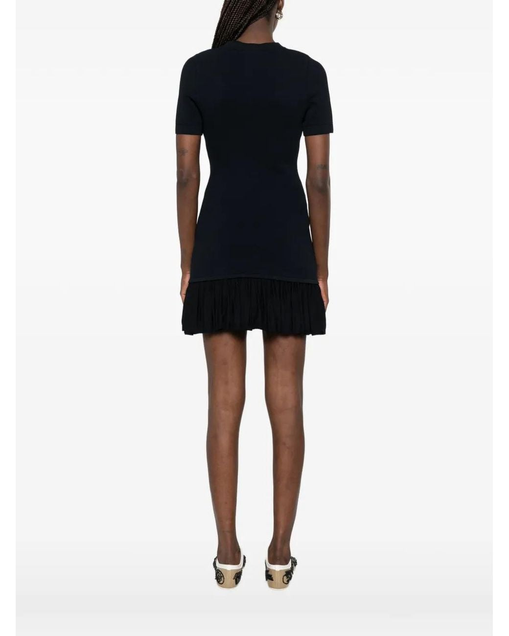 Sandro Black Mini Knit Dress With Ruffles