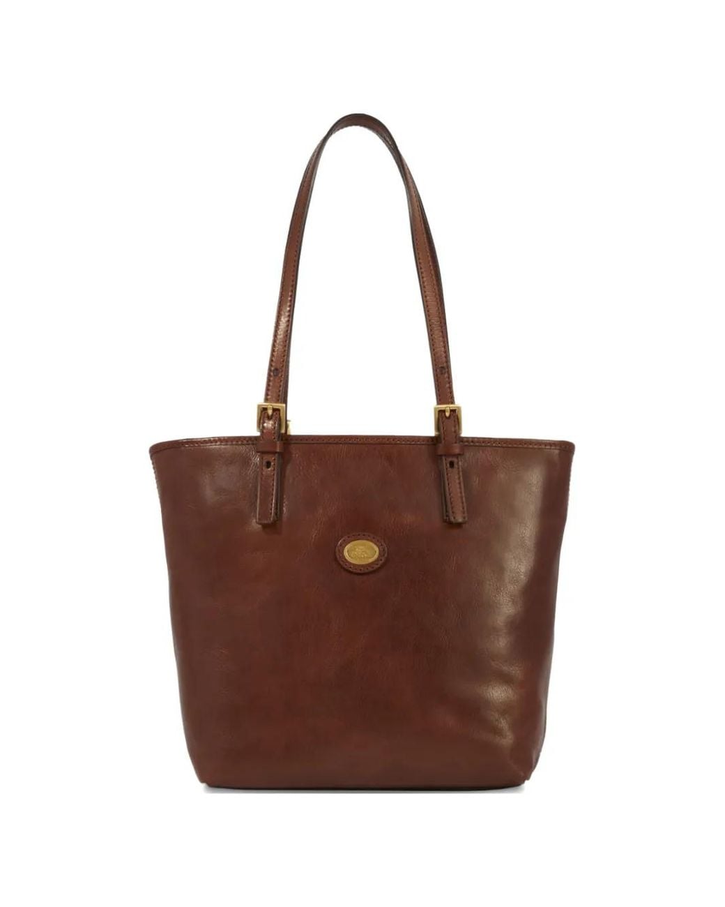 The Bridge Brown Leather Buckle-Detail Tote Bag