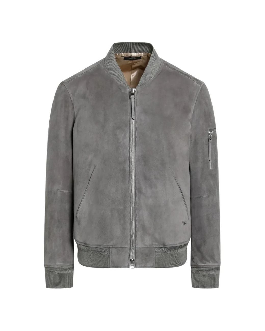 Tom Ford Gray Suede Bomber Jacket for men
