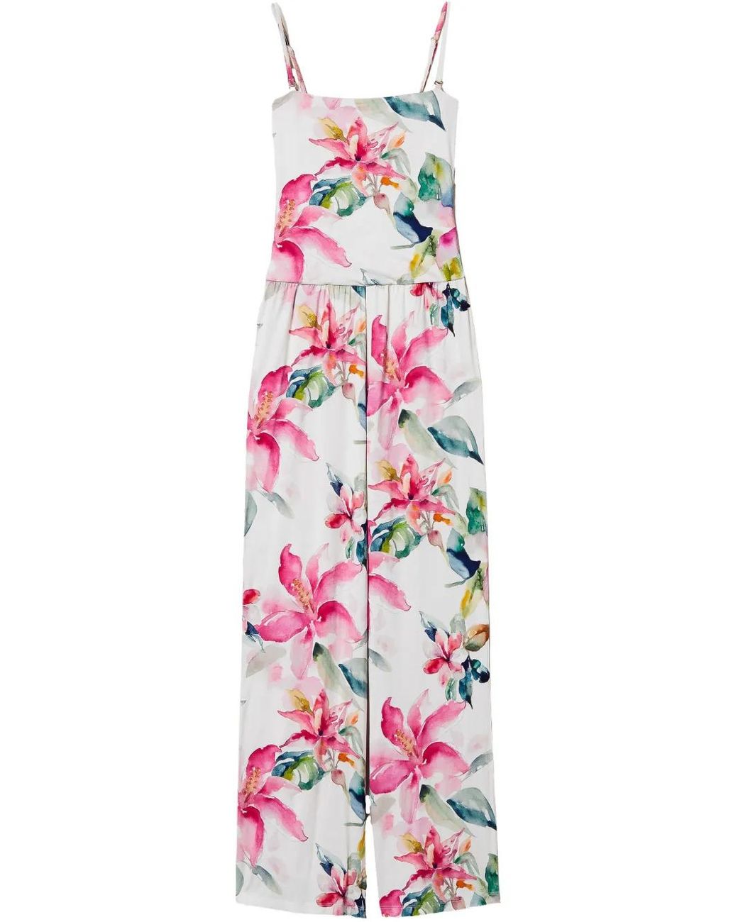 Twinset White Floral-Print Jumpsuit