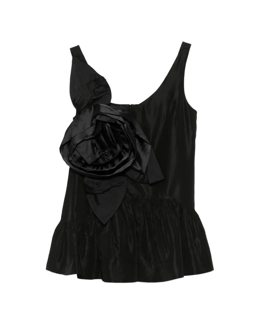 Simone Rocha Black Rosette-Embellished Ruffled Top