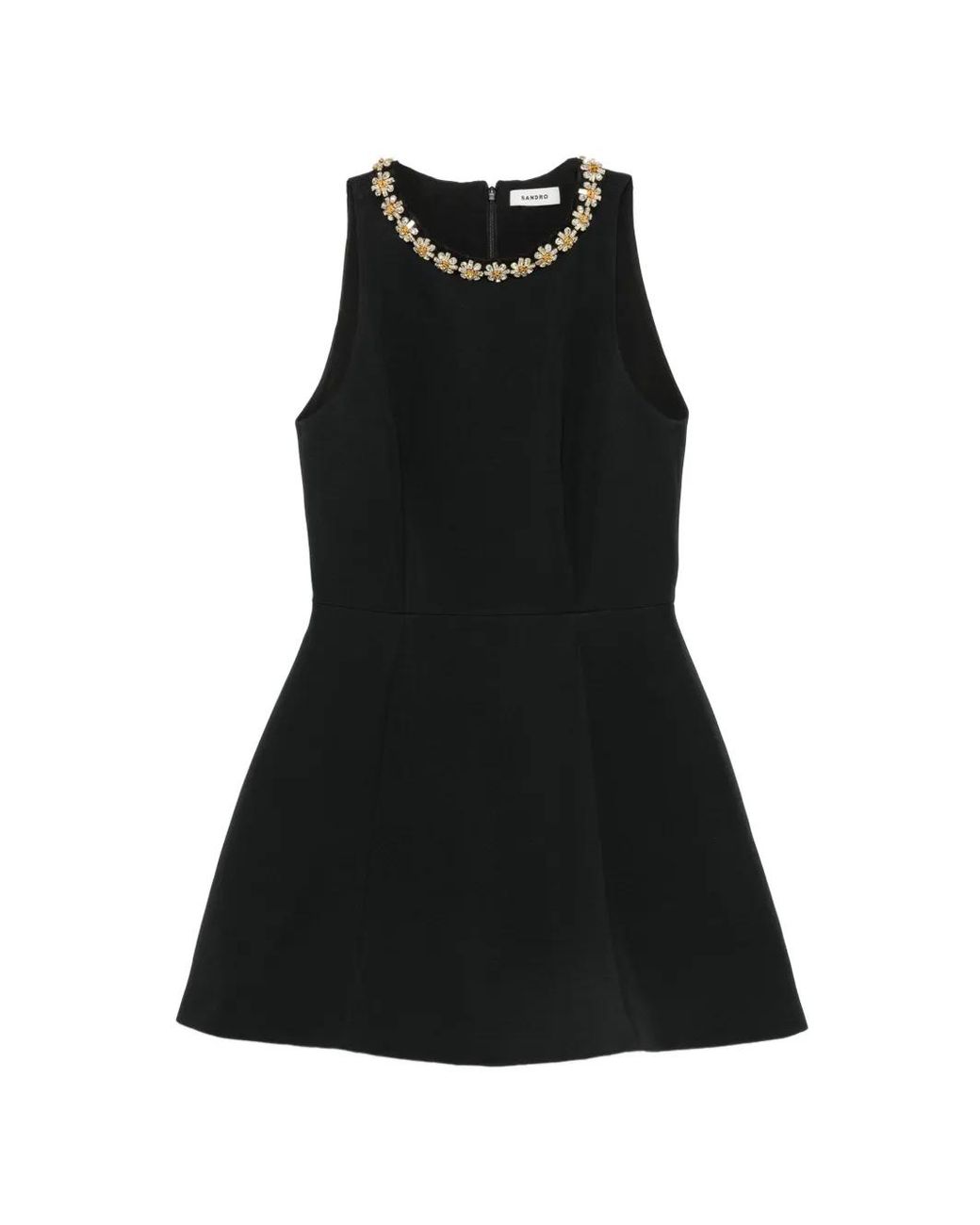 Sandro Black Mini Dress With Jewel Detail