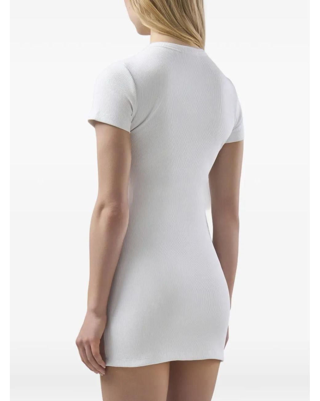Gcds White Logo-Embroidered Mini Dress