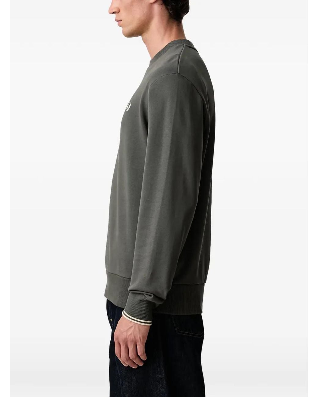 Fred Perry Gray Embroidered-Logo Sweater for men