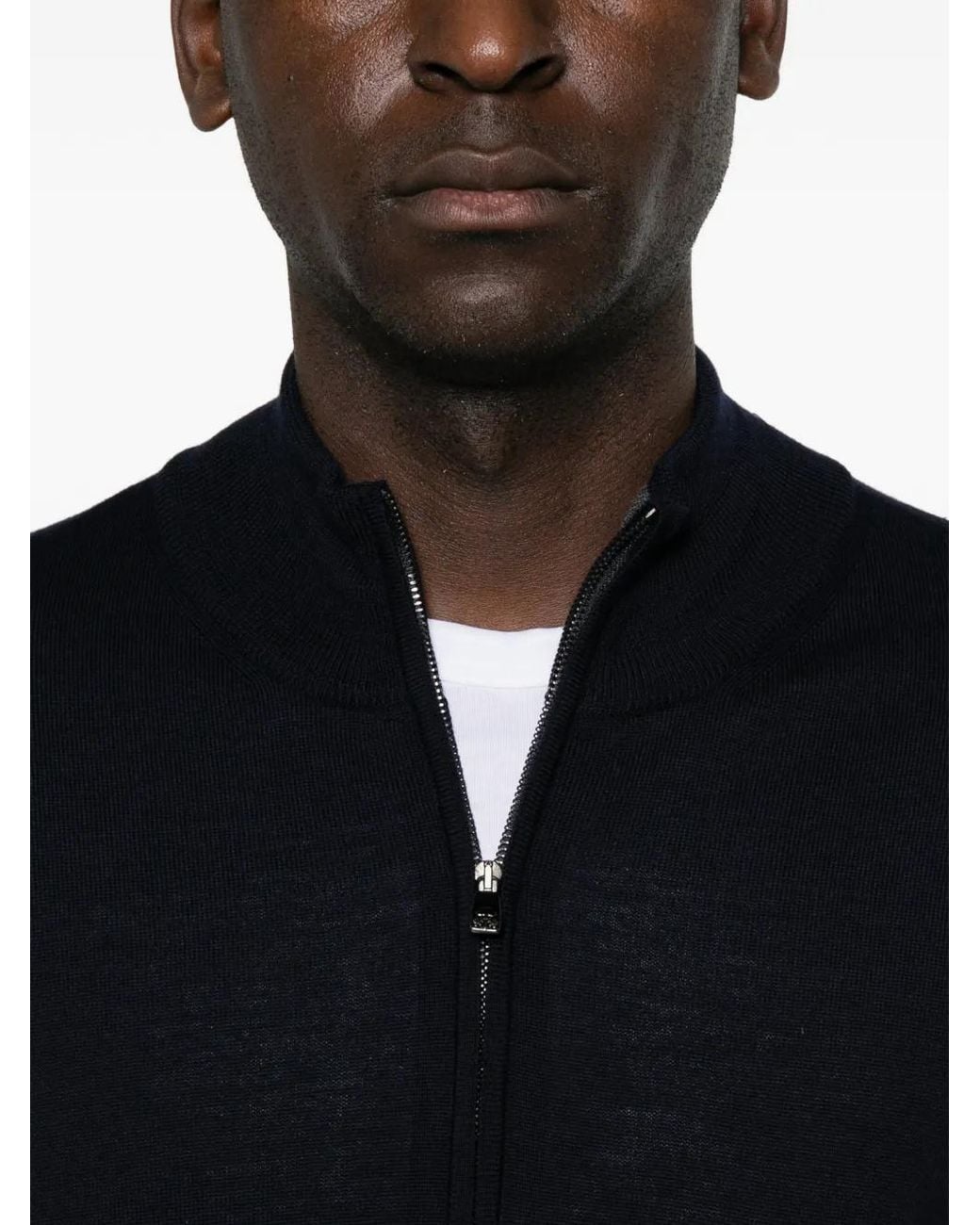 Corneliani Black Zip-Up Knitted Sweater for men