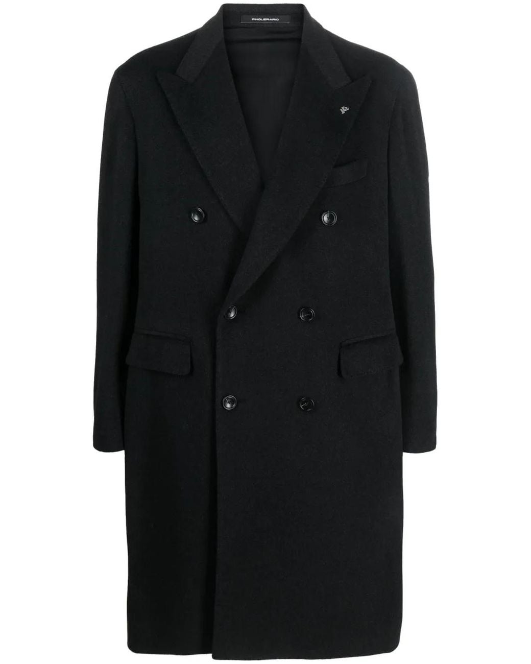 Tagliatore Black Manteau Croisé À Plaque Logo for men