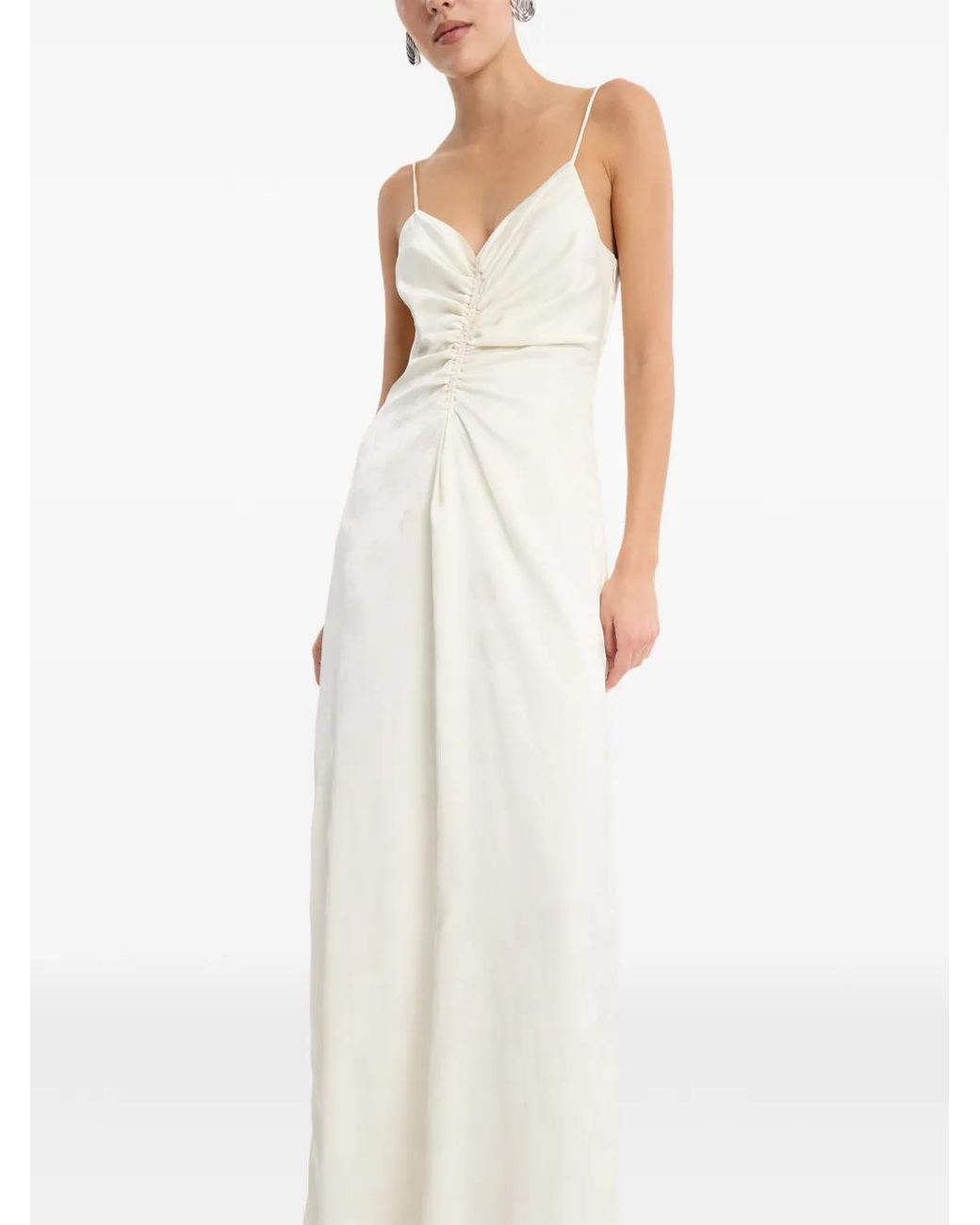 ROTATE BIRGER CHRISTENSEN White Robe-Nuisette Longue À Design Drapé