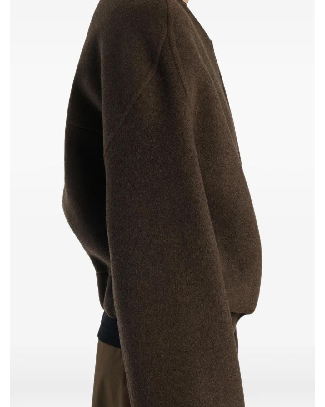 Khaite Green Reversible Wool Bomber Jacket With Zip, Elasticized Cuffs & Hem, Side Pockets