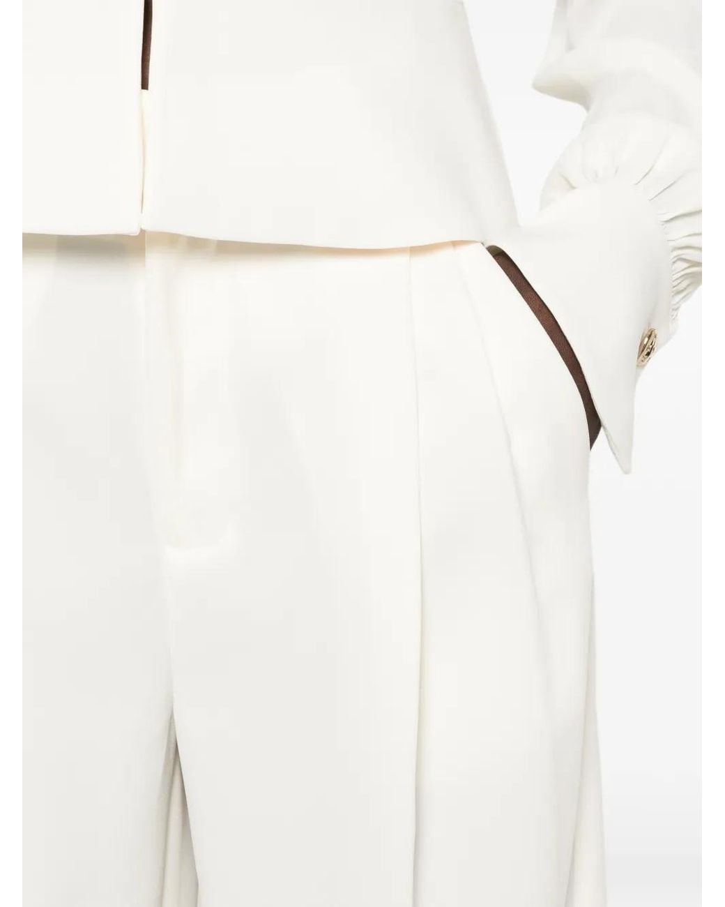 Twinset White Wide-Leg Tailored Trousers