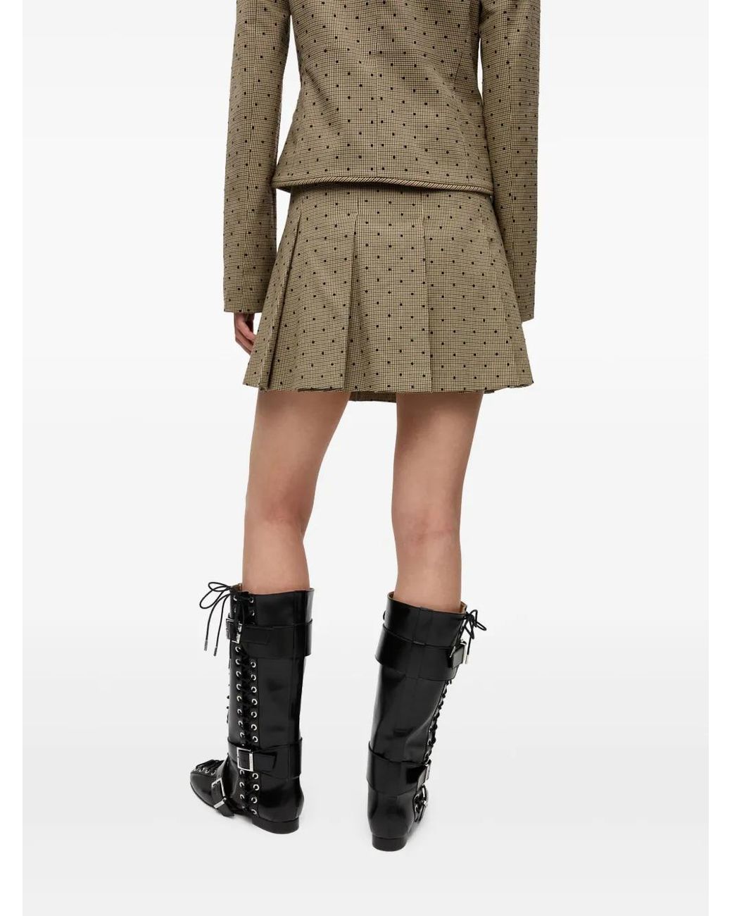 Ganni Natural Check-Print Mini Skirt