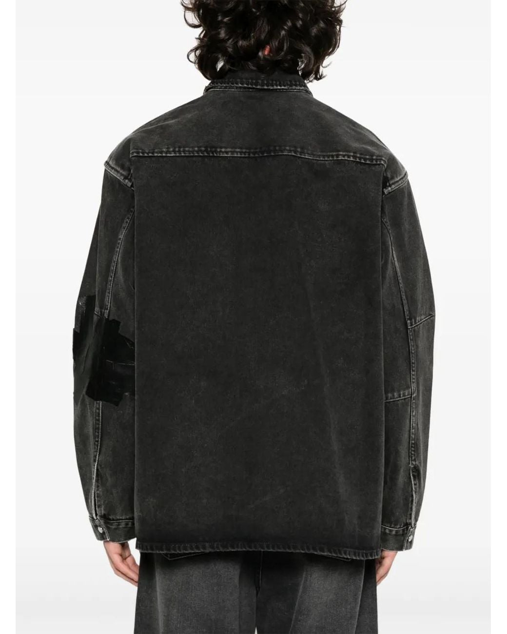 Martine Rose Black Tape-Embellished Denim Jacket for men