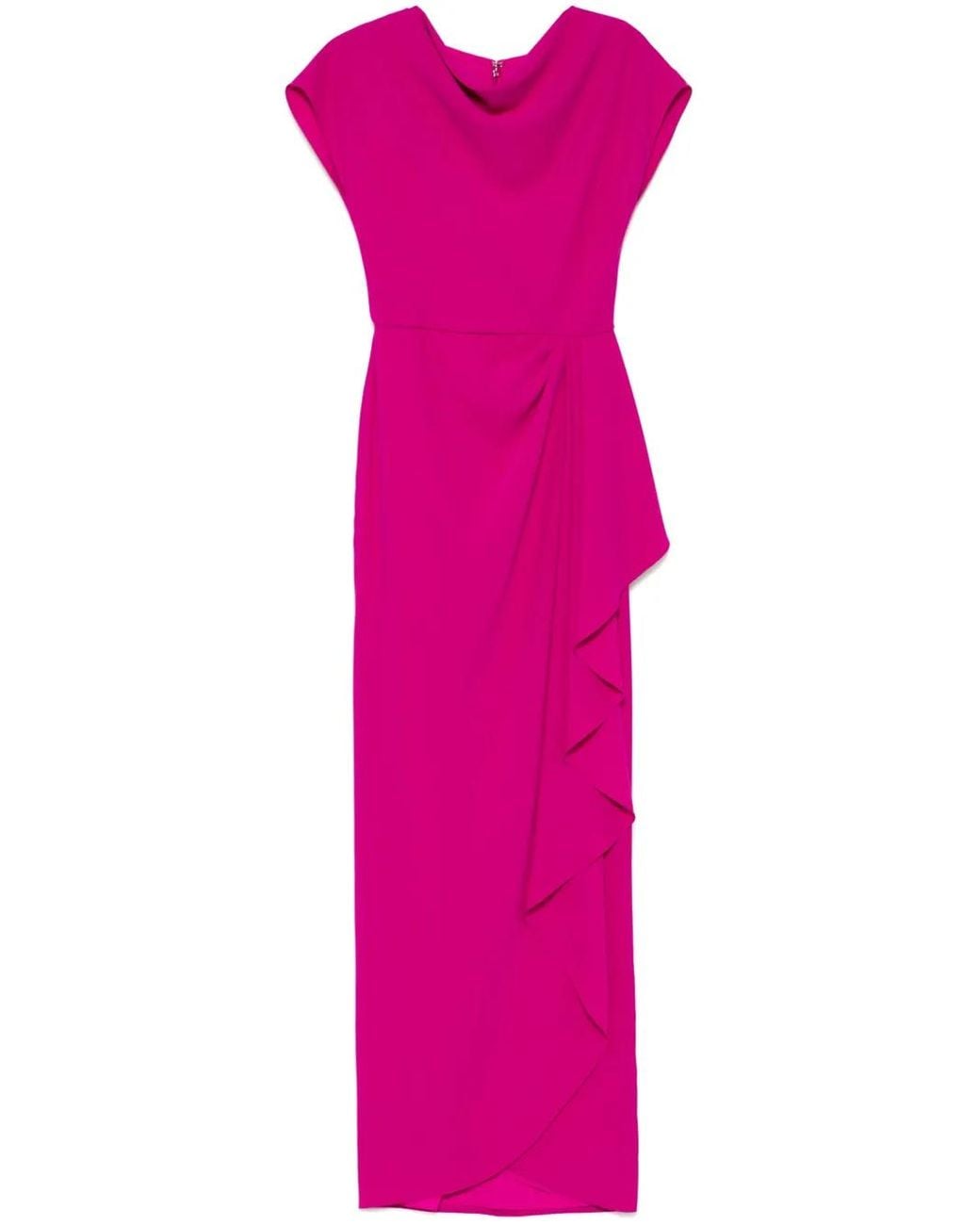 Amsale Pink Draped Crepe Gown Dress