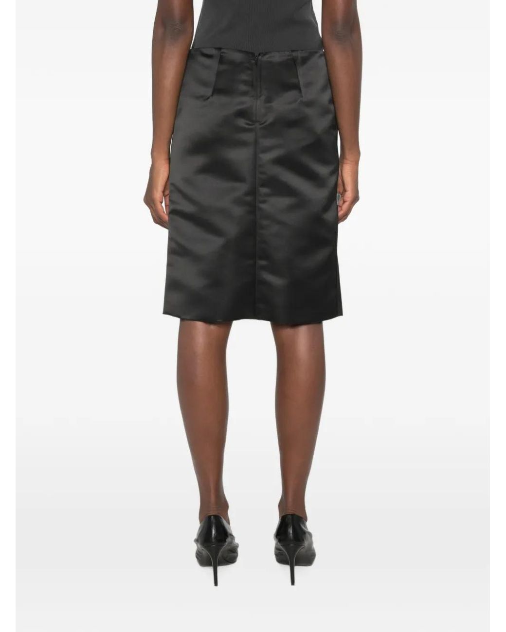 Totême  Black Duchess Satin Pencil Skirt