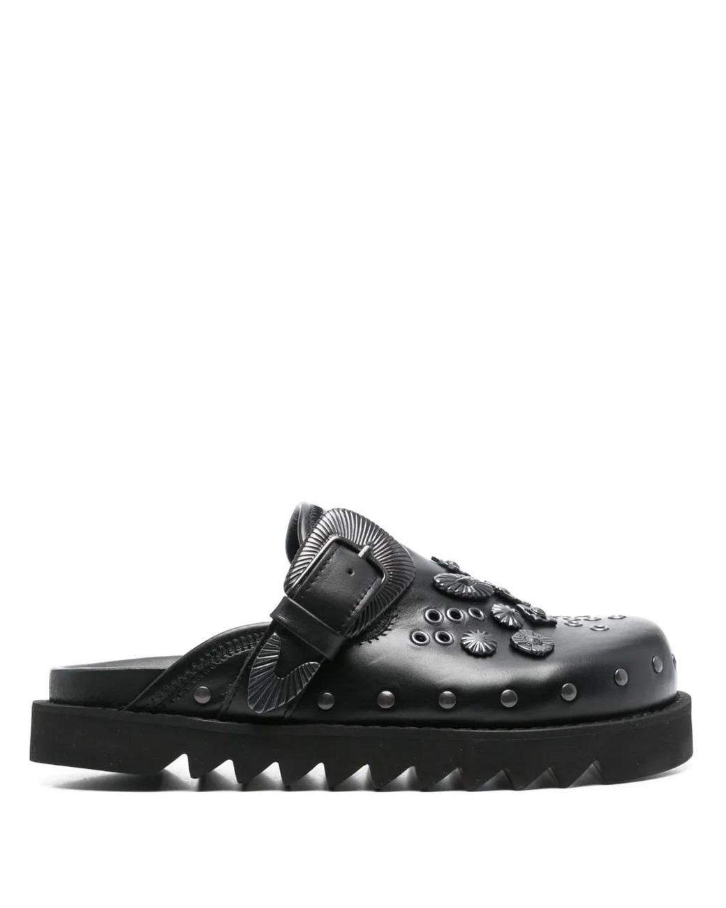 Toga Black Eyelet-Metal Mules