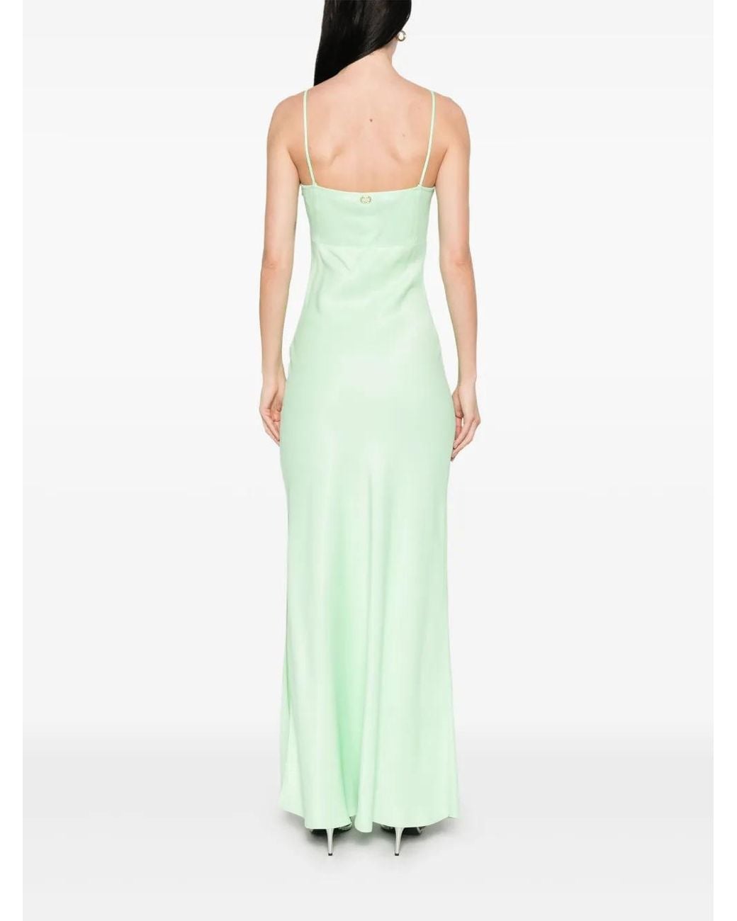 Twinset Green Satin Maxi Dress