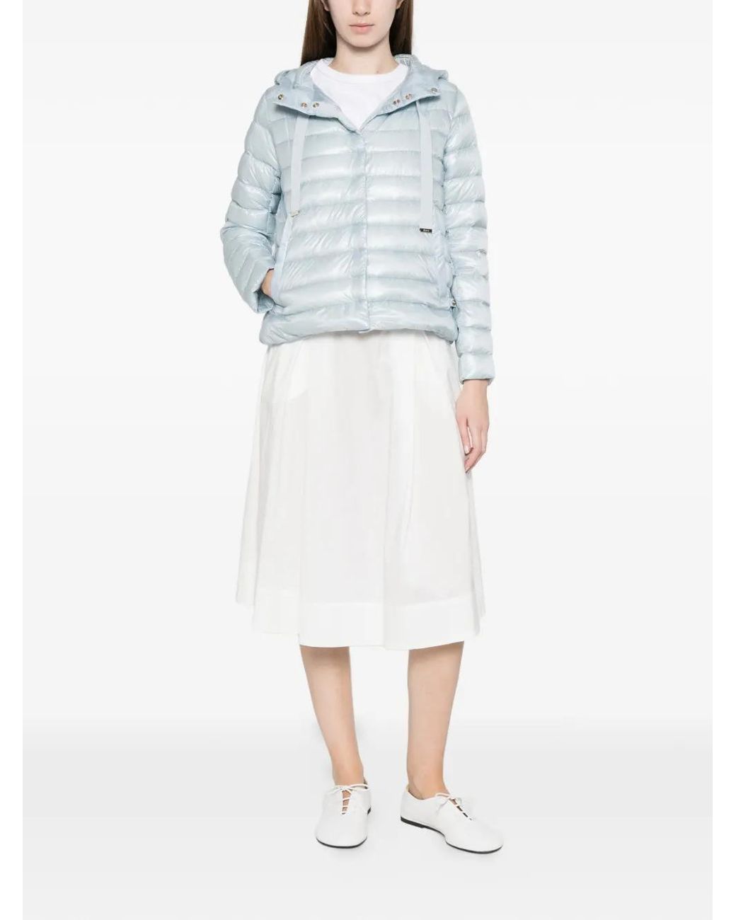 Herno Blue Hooded Quilted Jacket